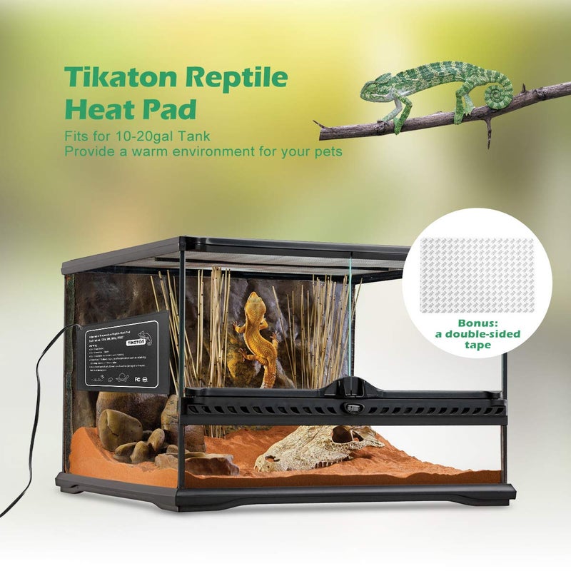 Tikaton Reptile Heat Pad - Adjustable Temperature Under Tank Heater for 10-20gal/30-40gal Tank, Terrarium Heat Mat for Turtle/Snake/Lizard/Frog/Spider/Plant Box - Image 4